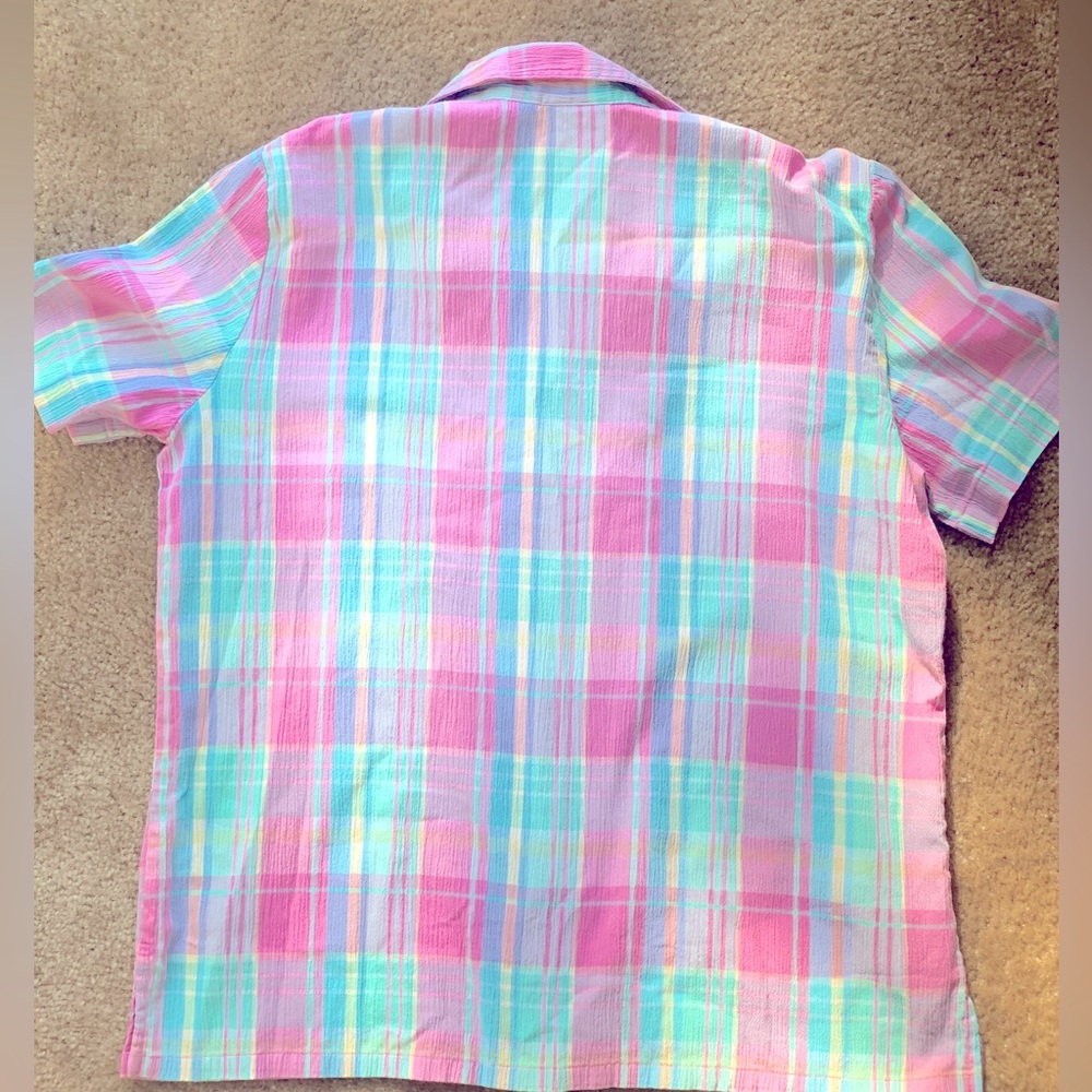 Vintage woman’s top size medium pastel button up 80’s 90’s preppy lightweight